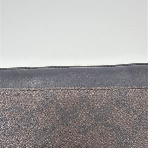 Coach Accordion Zip Brown/Black Signature Coated Canvas Wallet - Picture 2 of 8